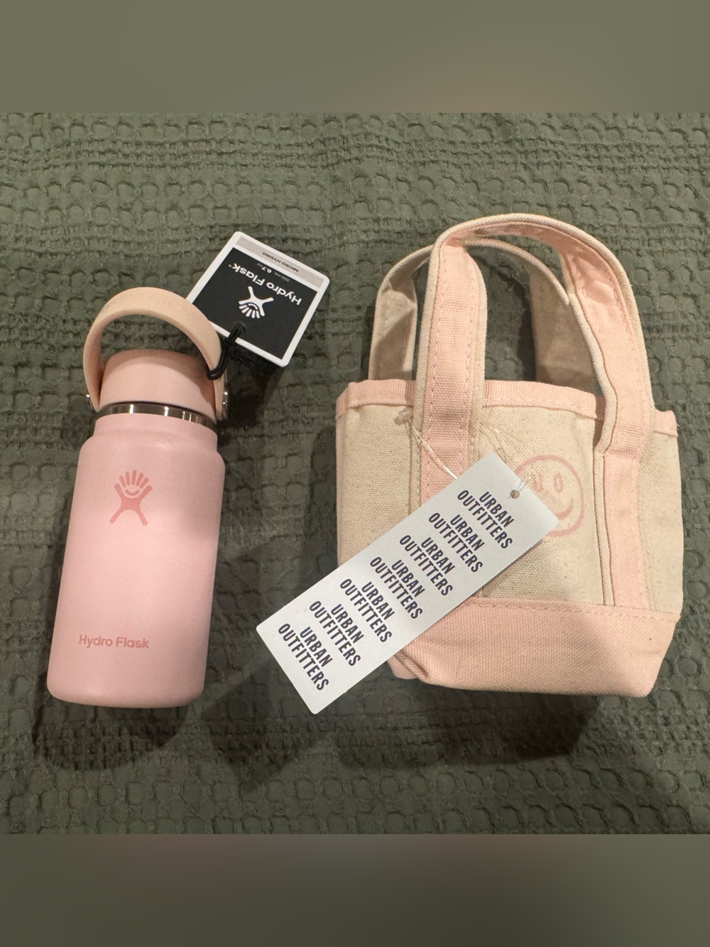 Micro Hydro Flask Pale Pink Bottle with Matching Pink Canvas Tote